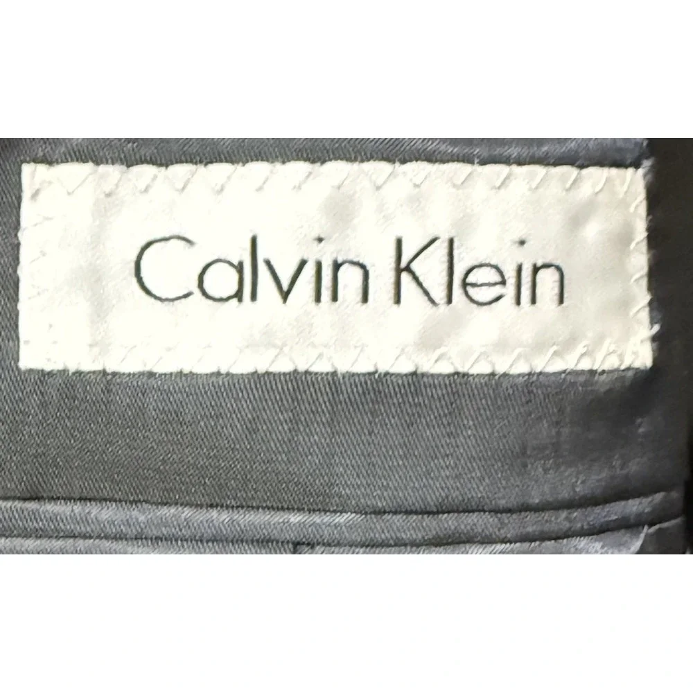 Calvin Klein Men's Sport Coat Blazer 42R Gray 100% Wool Checked Pattern‎ EUC